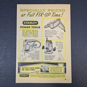 1961 Stanley Power Tools Vintage Print‎ Ad H75 Sabre Saw H131 Drill H264 Router